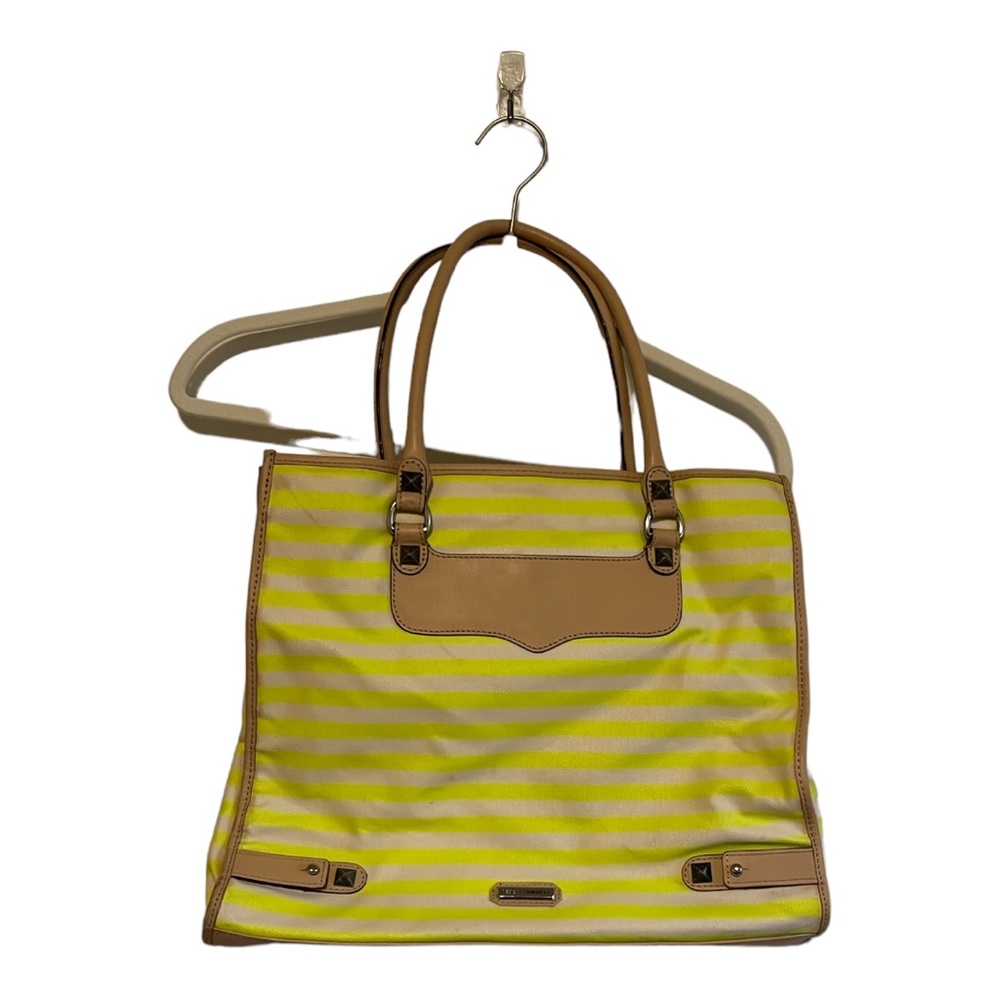 Rebecca Minkoff Yellow and White Striped Shoulder Tote